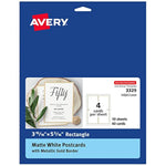 40 Matte White Postcards with Metallic Gold Borders, Printable Laser & Inkjet