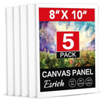 5 Pack 8 x 10 Inch Primed Canvas Panels for Acrylic, Oil & Watercolor Painting