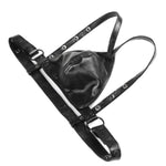 Men'S Black Leather Chastity Belt Adjustable Sexy Chastity Devices Harness Cock Cage Bdsm Self Bondage Fetish Slave Punish Harness T-Back Thong Male Sex Toys For Sm Games Bedroom