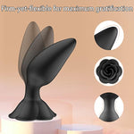 Rose Anal Plug Silicone Butt Plug For Women Pleasure, Beginner Anal Toys Training Butt Plug Anal Flower Sex Toys Cute Butt Plug Starter Kit Anal Sex Toy For Her (Black)