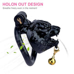 Wearable Monster-Shaped Resin Chastity Device With Bell, Waterproof, Ergonomic, 3-Color Options, 5-Size Rings, And Mini Lock - Discreet And Secure (Frrk-3148, Black Belt)