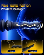 3 in 1 Prostate Massager Anal Vibrator - Powered Vibrating Butt Plug Male Sex Toys for Men with 9 Wave Wriggling Modes, Anal Dildo Plug Adult G, P-Spot Vibrator Remote Control Fetish Jewelry