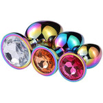 3Pcs Colorful Metal Plated Anal Plug Metal Butt Toys Jewelry Butt Plug Kit