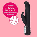 Power Play Rabbit Vibrator - 5.5 Inch Curved G Spot Vibrator For Women - 7 Patterns & 3 Speeds - Silicone Dual Stimulation Adult Sex Toy - Waterproof - Black