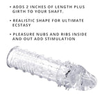 Adam'S Extension Jelly Textured Penis Sleeve For Men, Penis Extender For Increased Stimulation, Adult Toys For Sex, Satisfying Texture, Sex Toy For Pleasure, 6", Clear
