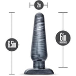 - Jet Collection By Blush - Large Anal Plug 6.5" Length, 2" Width Buttplug - Soft Flexible Shaft, Tapered Design - Carbon Metallic Black - Adult Prostate Sex Toy For Men Woman Couples