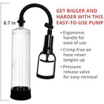Starter Penis Pump Enlarger, Improved Erection, Cock Sexual Stimulation Device & Masturbation, Mens Erectile Dysfunction Adult Sex Toy, Increase Penile Size, 8.6" X 2.7", Clear