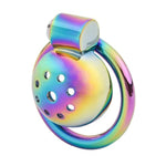 Metal Male Penis Chastity Device Belt With Small Cage Padlock Set?Colorful?