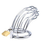 Male Chastity Cage - Large Metal Cock Cage Chastity Device Locked With 3 Sizes Rings And 2 Keys, Adult Sex Toys & Games For Men Penis Exercise And Abstinence, Silver