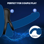 Vibrating Cock Ring With Clitoral Stimulator, Silicone Penis Ring Vibrator With 9 Vibration Modes, Rechargeable Adult Sex Toys & Games, Clit Vibrators For Men, Women, Couples, Black
