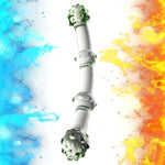 Double Ended G-Spot Glass Dildo - Crystal Glass Pleasure Wand With 4 Bead - Double Side Anal Butt Plug - Prostate Massager Anal Stimulator For Men Women