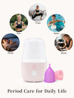 Menstrual Cup Sterilizer Fits Menstrual Cups and Disc, See-Through Design, Includes Measuring Cup, Auto Shut Off, for Home, Dorm and Travel