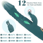 Thrusting Dildo Vibrator for Female,Clitoral Stimulator with Rabbit Teaser,3 IN1 G Spot Vibe with Thrusting Vibrating & Licking, Adult Toy for Nipple,C Spot, Vagina and Anal Sex Play (Dark Green)