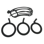 Male Cock Cage Chastity Device - Metal Chastity Locked Cage For Men With 3 Different Sizes Rings Adult Sex Toy 2 Keys Included Black