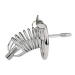 Chastity Cage Lock Set With 4 Penis Rings And Dilator Urethra Stainless Steel Cock Cages For Men Bdsm Extreme Bondage Sex Toys For Male (Silver Full Set)