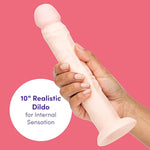 Lifelike Lover Realistic Dildo - 10 Inch - Large Firm Suction Cup Dildo For Women - Harness Compatible Strap On - Adult Sex Toys - Waterproof - Flesh Pink