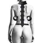 Luxury Bdsm Couples Flirting Restraint Set, Adjustable Bondage Back Cuffs From Neck To Wrist, Adult Sex Toys For Sm Games Play (Black-Buckle)
