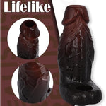 Realistic Soft Glans Exposed Silicone Penis Sleeve, Adult Male Sex Toy Penis Sheath With Cock Ring Delay Ejaculation For Couples (Black)