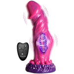 Xenox Vibrating Silicone Dildo With Remote For Men, Women, & Couples. Fantasy Dildo, Stimulating Textures. Rechargeable & Waterproof. 2 Pieces, Pink.
