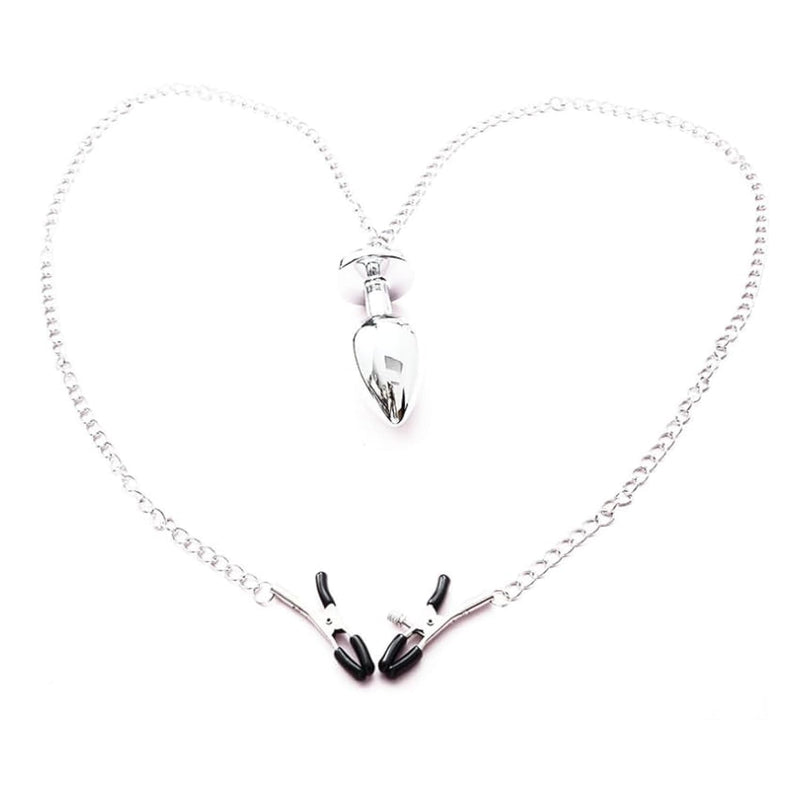 Adult Nipple Chain With Anal Plug Nipple Labia Clitoris Clamp Body Chain Toys G Spot Anal Trainer Metal Butt Plug Kit Bdsm Fetish Sex Adult Toy For Beginner Adult Women Men Couple Sm Game