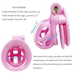Material Upgrade Chastity Cb Lock Nub Size Cage W/ 4 Double Curved Shape Rings Complete Set For Adult Sex Play Penis Exercise Bondage Restraint Virginity For Men (Pink)