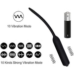 Silicone Vibrating Urethral Penis Plug Ten Frequency Threaded Urethral Sound Vibrator Masturbation Device(D,Pink)