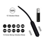 Silicone Vibrating Urethral Penis Plug Ten Frequency Threaded Urethral Sound Vibrator Masturbation Device(D,Black)