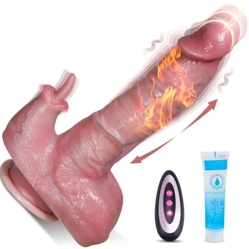 Sex Toy Thrusting Dildo Vibrator - 8.6 Inch Realistic Rabbit Adult Toys With 3 Thrusting & 9 Vibrating Modes For G Spot Clitoral Anal Stimulation, Silicone Suction Cup Penis Vibrators For Women