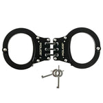 Handcuffs – Heavy Duty Police Grade Professional Steel Hand Cuffs, Hinged Double Lock Metal Black Finish for Security & Personal Safety