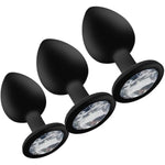 3Pcs Anal Sex Trainer Silicone Butt Plugs, Anal Sex Toys Kit Anal Beads With Nipple Clamp For Adult Women, Men And Couples (Black)