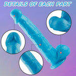 10.6 Inch Realistic Dildo Big Thick Silicone Dildos Sex Toy For Women Men Couples, Lifelike Soft Anal Dildo With Strong Suction Cup For Hands-Free, Realistic Fake Penis For Vagina Anal Play(Blue)
