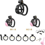 Small Chastity Cage For Men Sissy Cock Cage Belt Small Bdsm Chastity Devices Flat Penis Cage With Accessories Adjustable Anti-Off Belts (M1-Black)