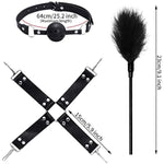 15Pcs Bondage Restraints Sex Toys Adult Games Kit Sm Fetish Bed Restraints Set For Beginners Cuffs Blindfold Spanking Nipple Clamps Flogger Ball Gag Paddle Rope Anal Toys Black
