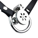 Negative Cock Cage With Urethral Dilator And Leather Belt Flat Inverted Chastity Cage For Men Adult Sex Toy Invisible Lock Penis Exercise For Couples (191-55Mm+Belt)