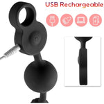 14 Inch Silicone Vibrating Anal Beads + Hollow Strap-On System