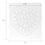 6 Blank Heart Puzzles with Frames, 34 Pieces Each, Valentine's Day Craft