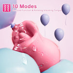 Vibrator Adult Sex Toys For Women, 3In1 Silicone Mouth Tongue Clitoral Stimulator Rose Sex Toy With 10 Licking Biting & Vibrating Modes, Anal Clit Nipple Vibrators For Female Male Couples Sex Toys