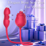 3 In 1 Rose Sex Toys Clitoral Licking Thrusting Dildo G Spot Vibrators For Women Clit Nipple Stimulator With 10 Licker Patterns & 10 Strong Thrusting Vibration Adult Toys For Women Couples