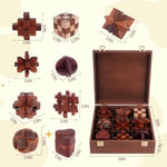 Wooden Brain Teaser Puzzles For Adults - Brain Teaser Puzzles With Wooden Box 3D Puzzle Game Toys For Adults Teens - Unlock Interlocking Puzzle Adult Iq Education Smart Toys