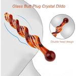 Glass Spiral Dildo, Glass Threaded Massage Stick Butt Plug, Glass Plug Crystal Dildo, Dilator Anus, Butt Plug Glass, Clear Dildo, Sm Adult Couples Anal Plug Masturbation Toy