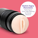 Thrust Pro Ultra Abbie Male Masturbator Cup - 6 Inch Extra Tight Realistic Vagina With Textured Canal - Vibrator Compatible Male Sex Toy - Self Pleasure Toy For Men - Waterproof - Flesh Pink