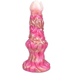 Medium Size Dragon Colorful Monster Silicone Dildo Anal Plug Soft Flexible Alien Style Knotty Fantasy (Rose-Red)
