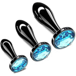 Sex Toys Anal Butt Plug, 3Pcs Adlut Toys Safety Metal Butt Plug Sexy Toy With Crystal Diamond Anal Toy For Men Women Anal Trainer Beginner (Blue)