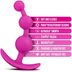 Luxe Be Me 3 - Platinum Cured Puria Silicone - Flexible Three Bead Anal Butt Plug - Ultrasilk Smooth Finish - Anchortech Base - Stayput Design Anal Plug - Sex Toy For Couples - Fuchsia