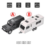Toy Camper Suv Trailer Towing Rv Motorhome Toys For Boys Diecast Truck Model Car Metal Pull Back Toy Cars Vehicle, Doors Open Light Sound, Outdoor Land Adventure Play Set, Kids Gifts