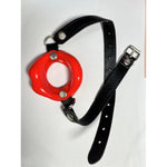 Opening O Ring Mouth Gag Soft Silicone Red Lips Shaped Adjustable Muzzle Gag Pu Leather Strap On Bdsm Sex Toy Harness Restraints Gear Fetish Adult Oral Game