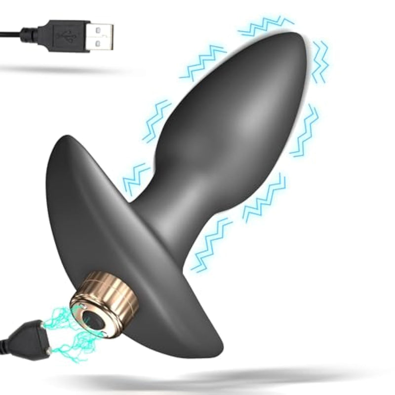 Anal Plug Vibrator - Silicone Cone Butt Plug Dilator With Curved Base & Slender Waist - 16 Vibration Modes - Usb Charging - 4.92 X 1.37 Inch Prostate Massager Sex Toy For Women Men Masturbation (M)