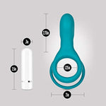 Blush Noje C2 Juniper Vibrating Penis Ring - 10 Vibration Modes, Rechargeable - Soft Silicone Cock Ring With Ball Stretcher Loop - Stronger Erections, Orgasms & Pleasure Couples Adult Sex Toy - (Blue)
