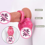 Red Male Penis Sleeve Cock Sleeve, Silicone Penis Extender Penis Extension Sleeve With Penis Ring Male Adult Sex Toys For Men Couple - M