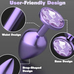 Premium Colorful Metal Anal Plug 3Pc Set - Luxury Round Jewel Base Butt Plugs For Prostate Massage, Couple Play & Anal Training, Body-Safe Material Adult Sex Toys Kit For Men&Women(Mix)